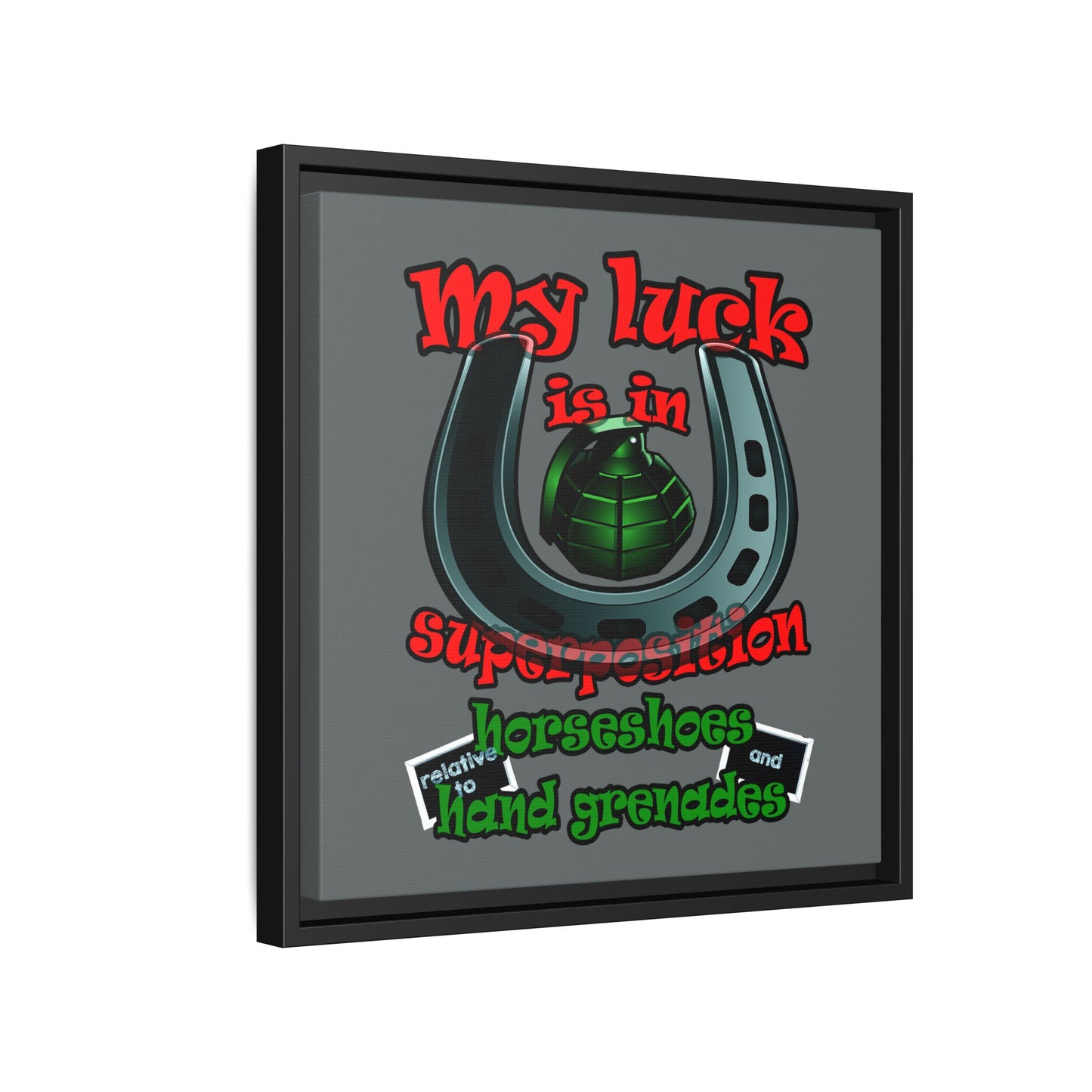 my luck - framed canvas art (dark grey)