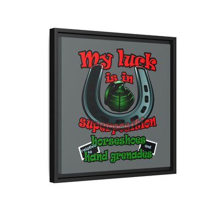 my luck - framed canvas art (dark grey)