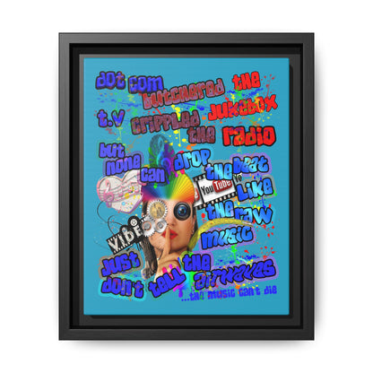 drop the beat - framed canvas art (turquoise)
