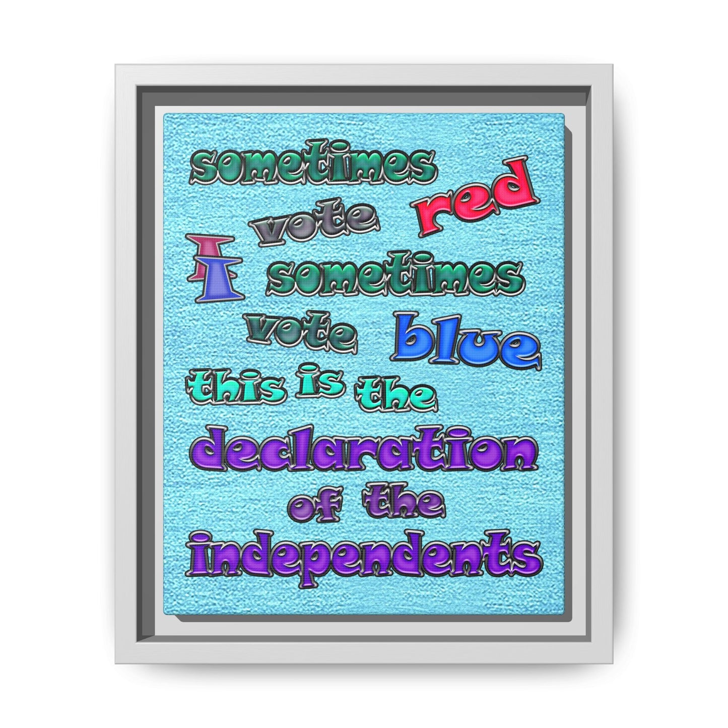 declaration of the independents - framed canvas art (faded blue)