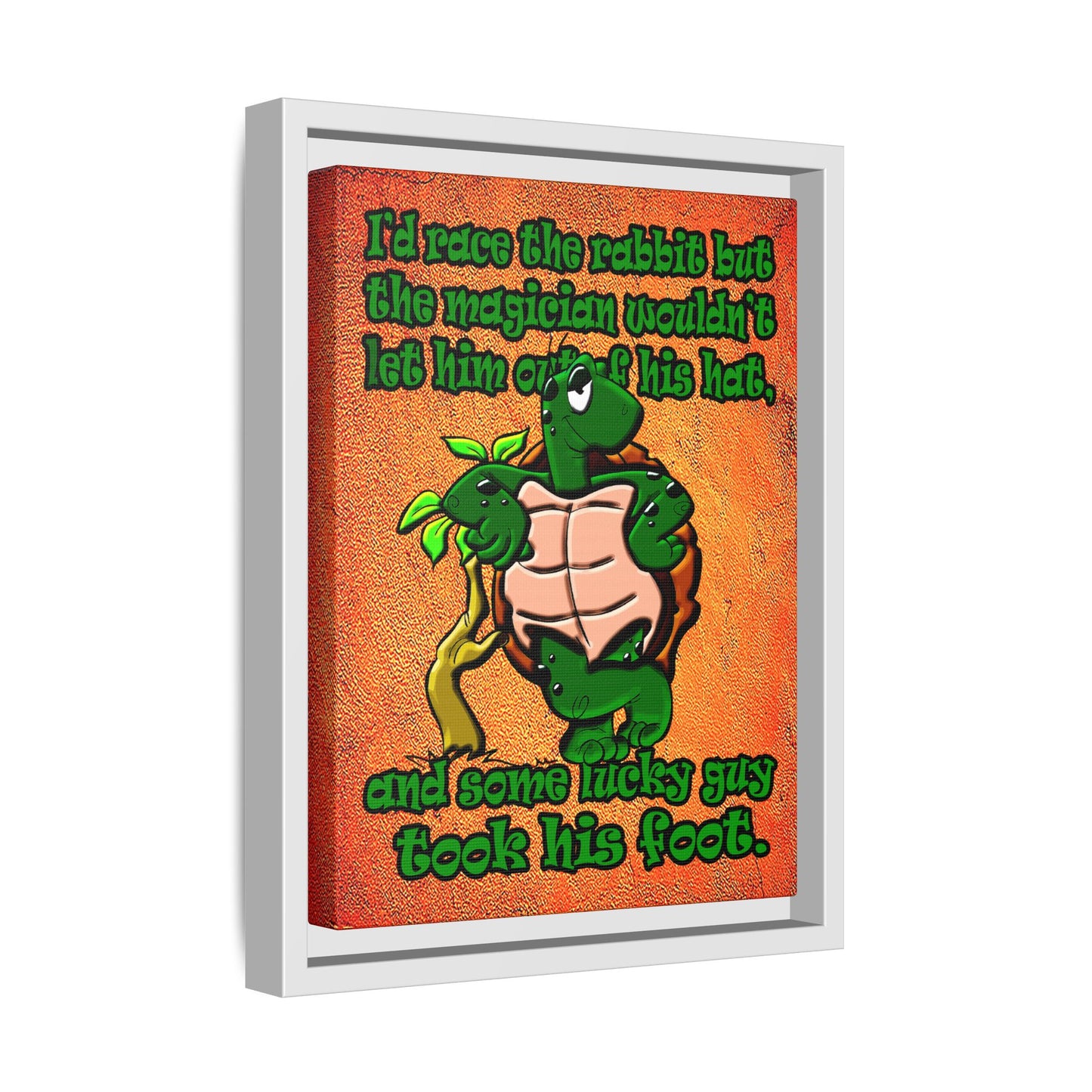turtle race - framed canvas art (burnt orange)