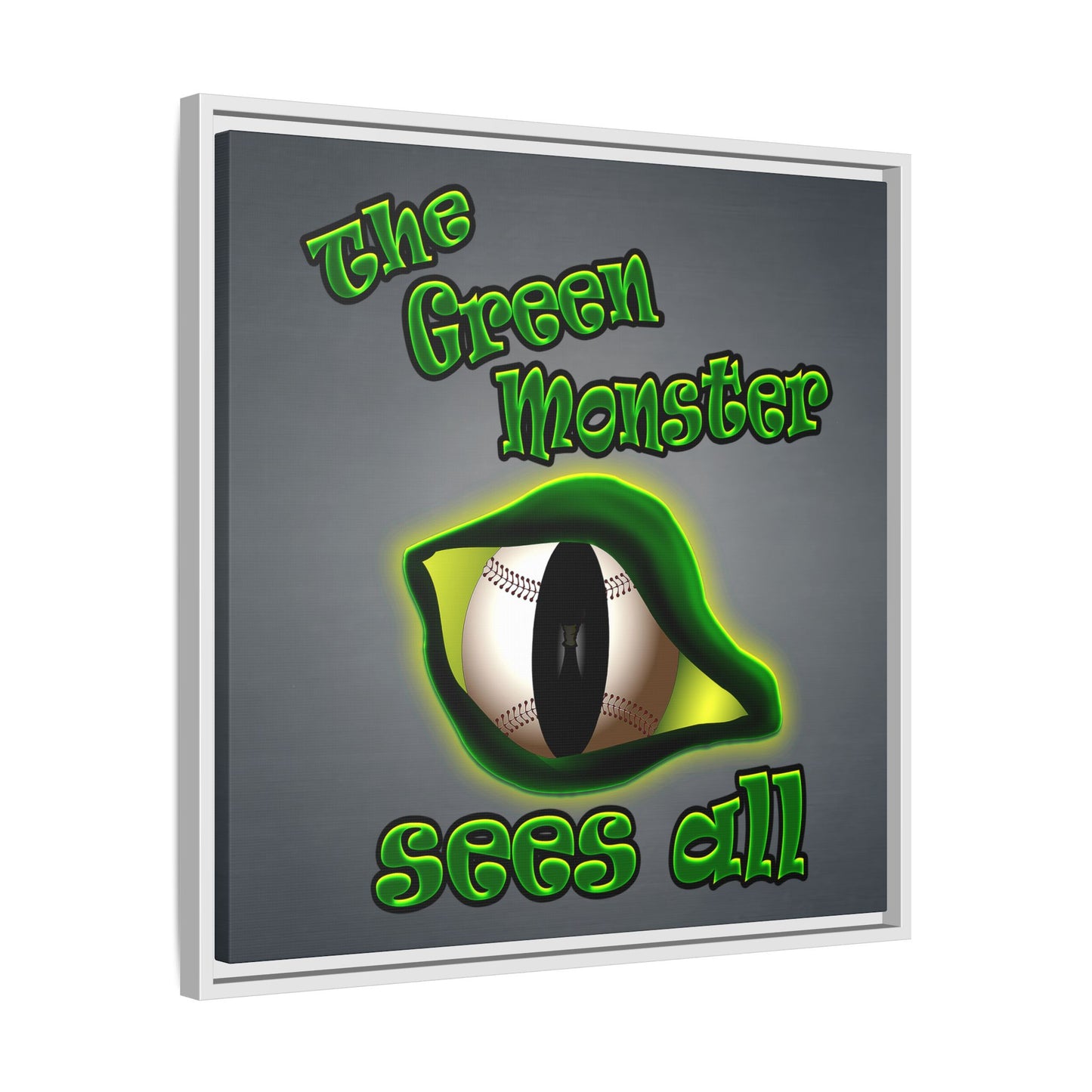 green monster - framed canvas art (grey-light grey)