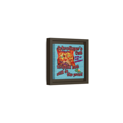 schrodinger's cat - framed canvas art (faded blue)