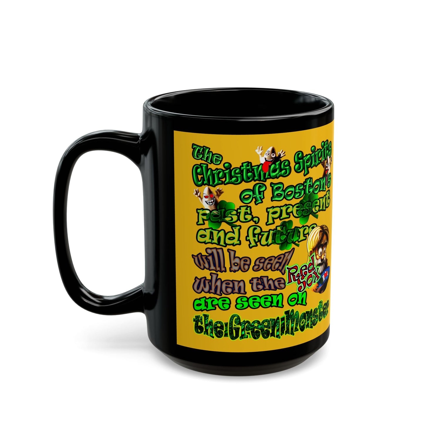 christmas spirits of boston - Black Mug (yellow)