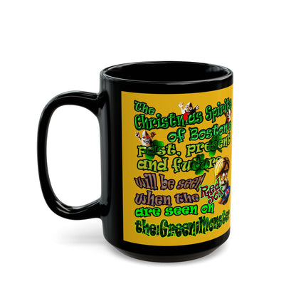 christmas spirits of boston - Black Mug (yellow)