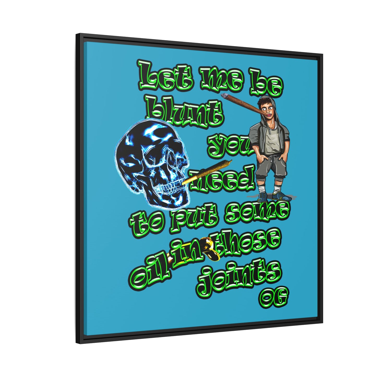 og - framed canvas art (turquoise)