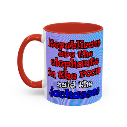 donkeys and elephants - Accent Mug (light blue-purple wave)