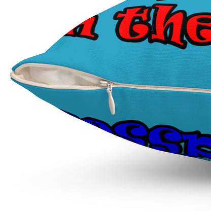 donkeys and elephants - Spun Polyester Square Pillow - (turquoise)