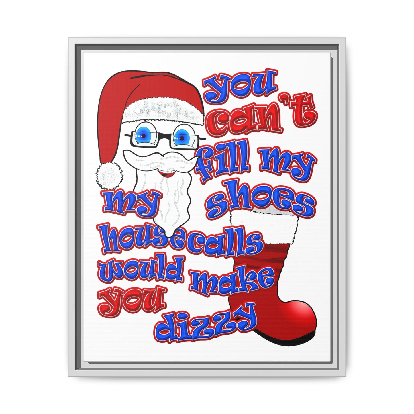 santa's shoes - framed canvas art (white)