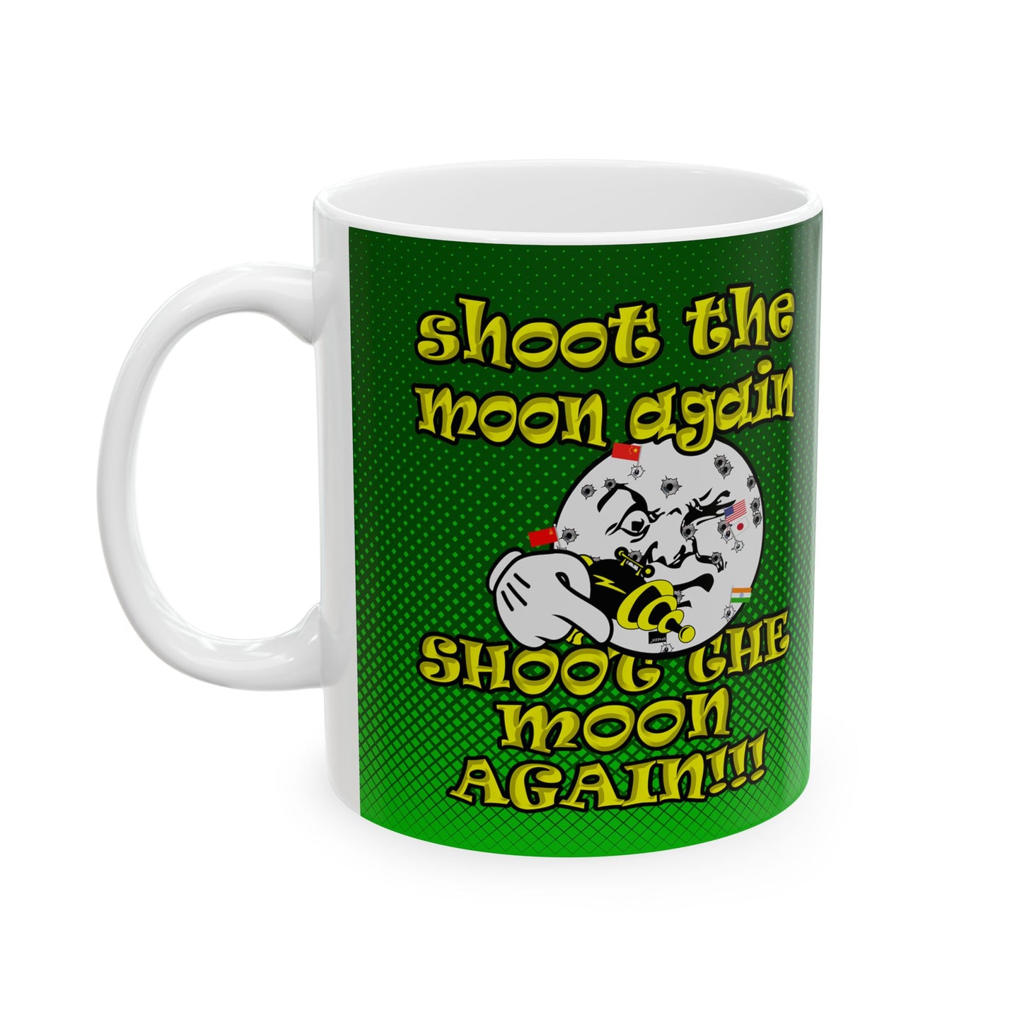 shoot the moon again - White Mug (logo green)