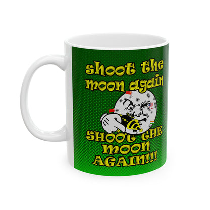 shoot the moon again - White Mug (logo green)