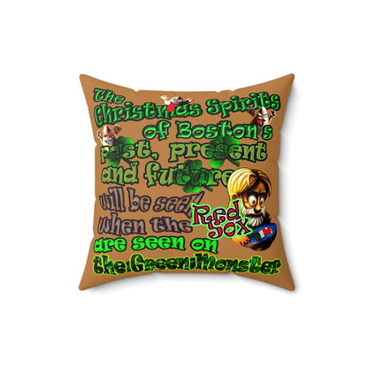 christmas spirits of boston - Spun Polyester Square Pillow - (light brown)