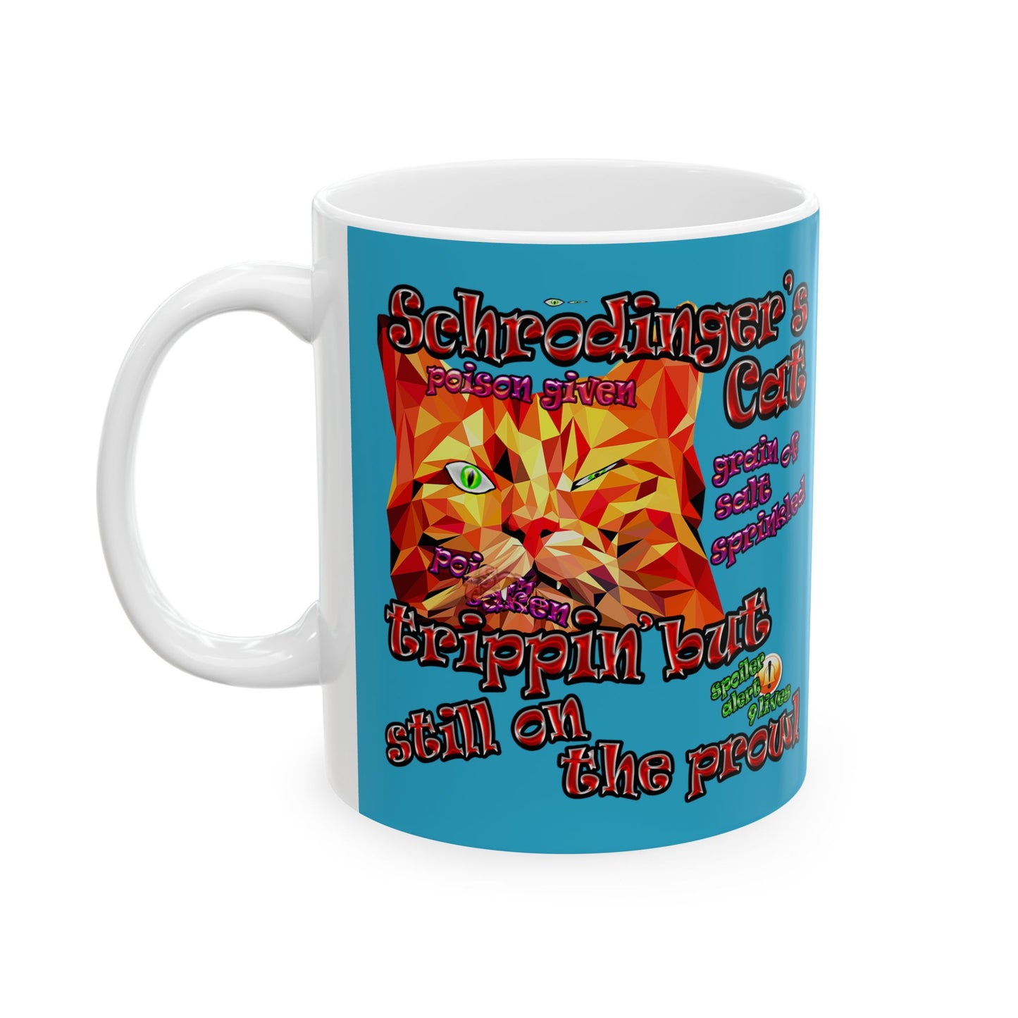 schrodinger's cat - White Mug (turquoise)