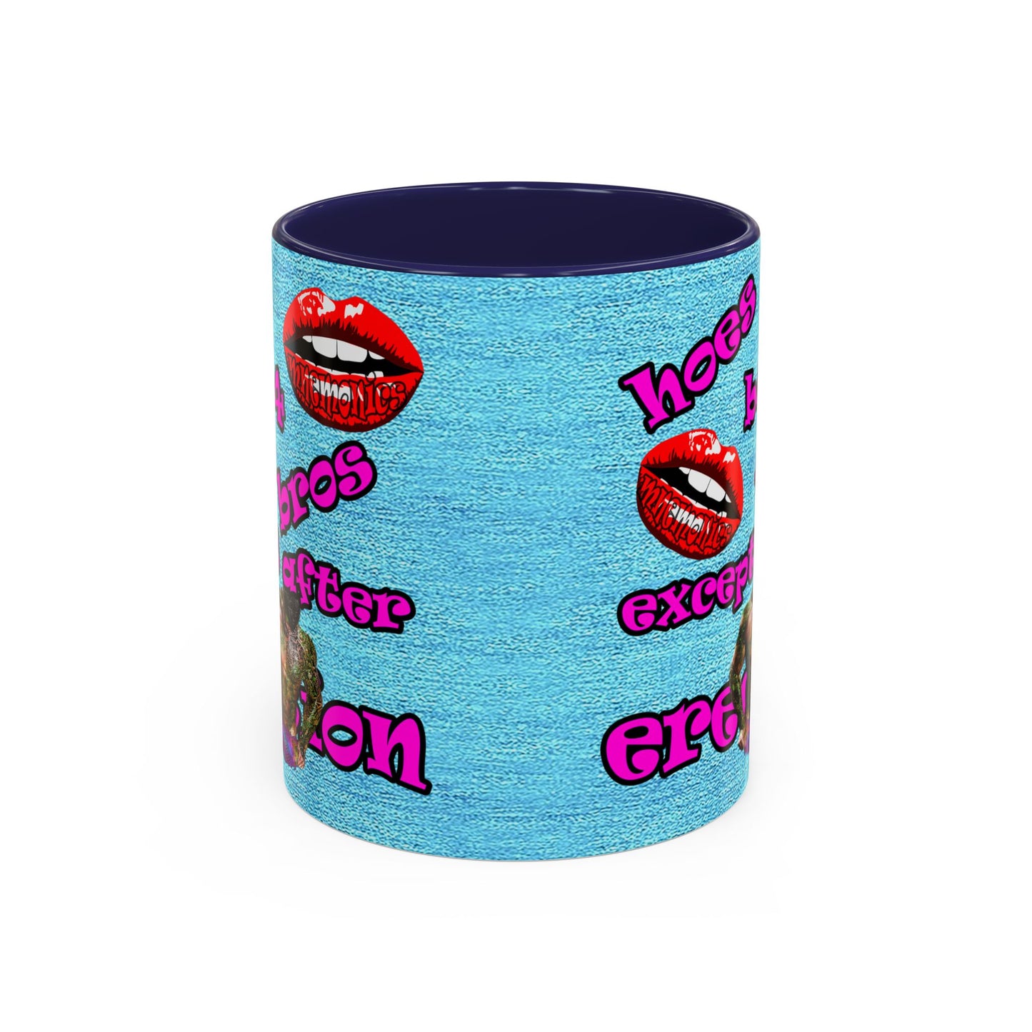 hoes b4 bros - Accent Mug (faded blue)