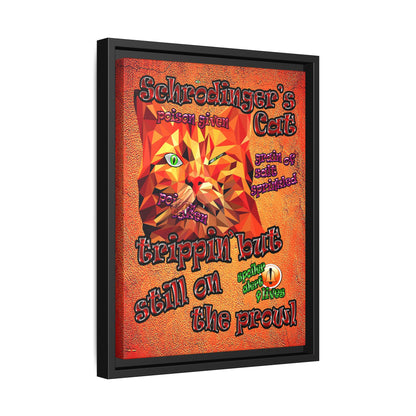 schrodinger's cat - framed canvas art (burnt orange)