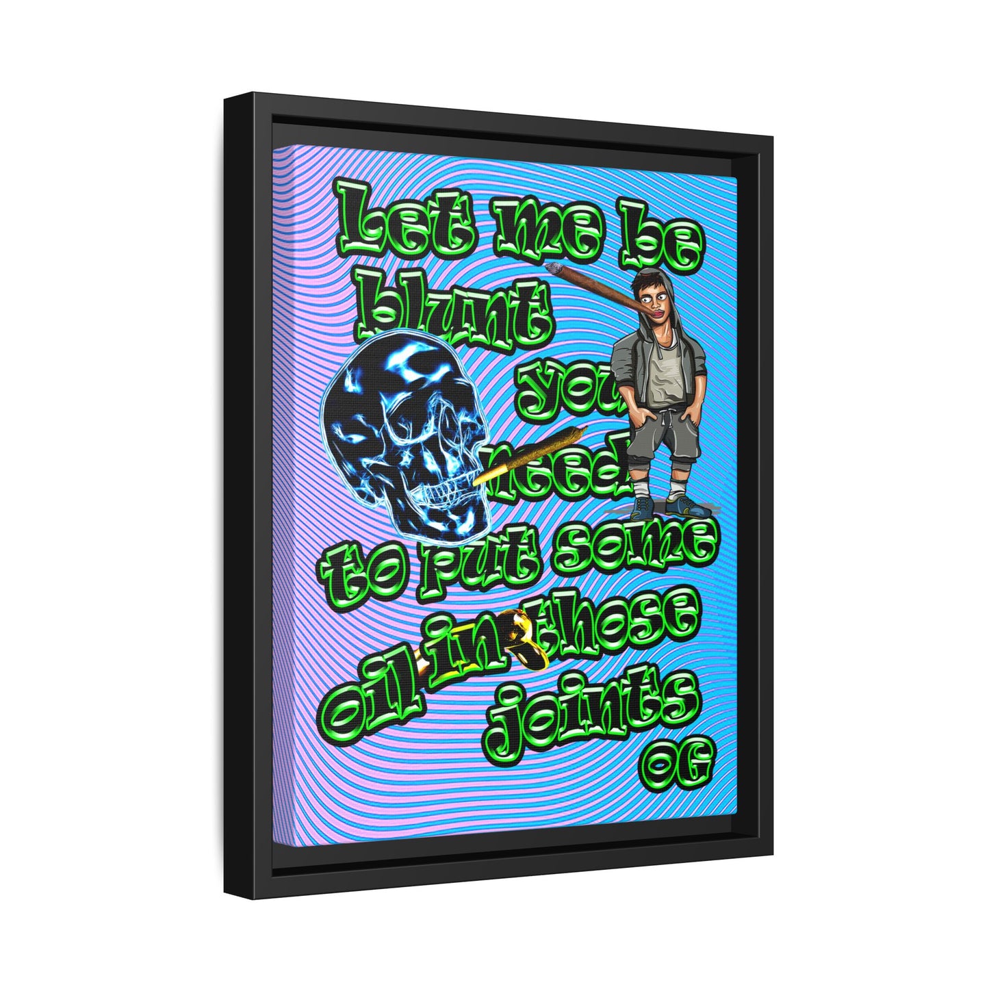 og - framed canvas art (light blue-purple wave)