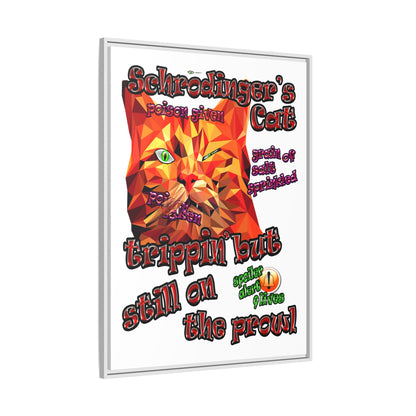 schrodinger's cat - framed canvas art (white)