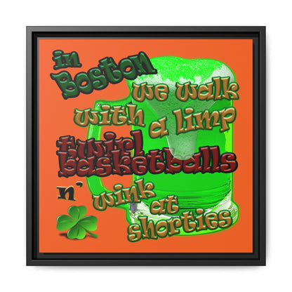 celtics logo - framed canvas art (orange)