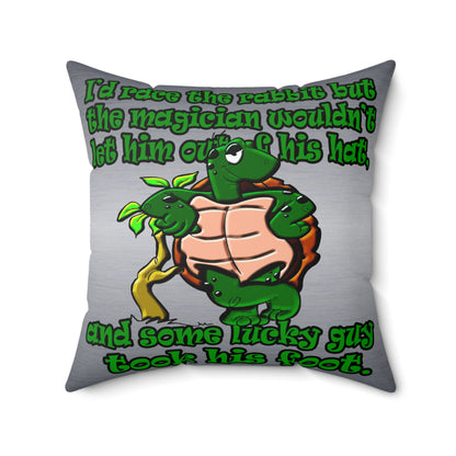 turtle race - Spun Polyester Square Pillow - (brushed nickel)