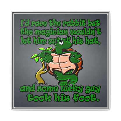 turtle race - framed canvas art (grey-light grey)