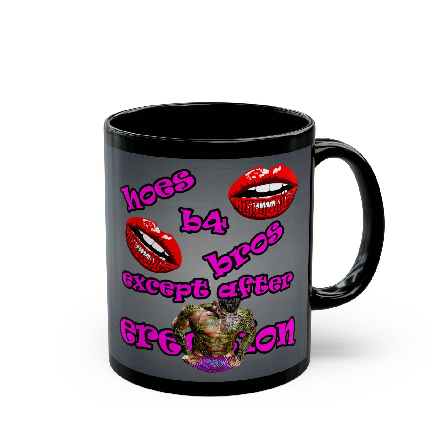 hoes b4 bros - Black Mug (grey-light grey)