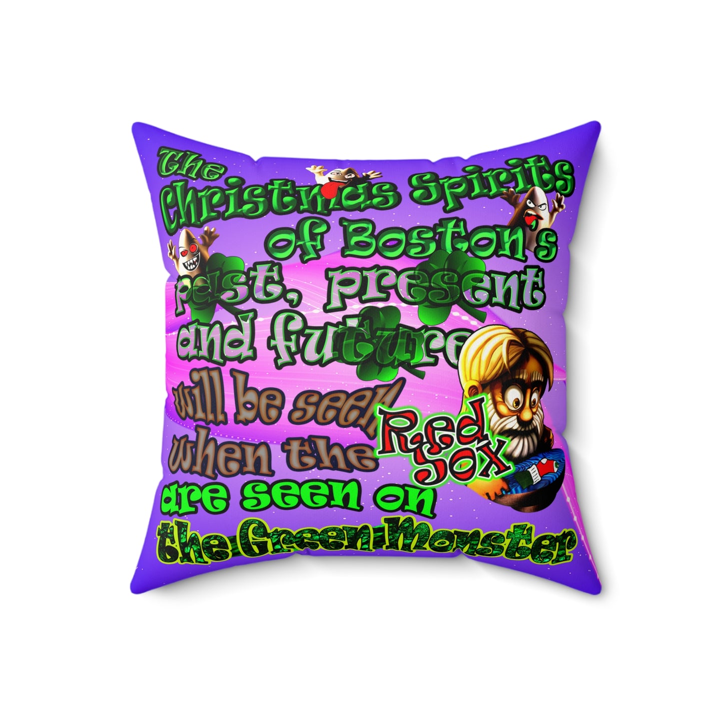 christmas spirits of boston - Faux Suede Square Pillow - (purple-pink wave)
