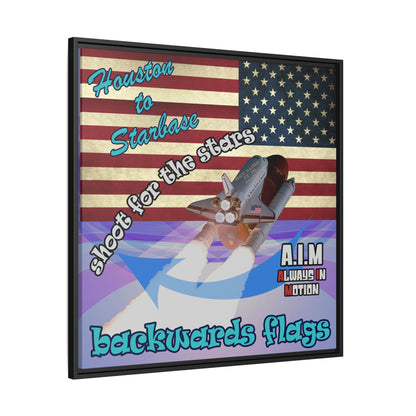 shoot for the stars - framed canvas art (light blue-pink wave)