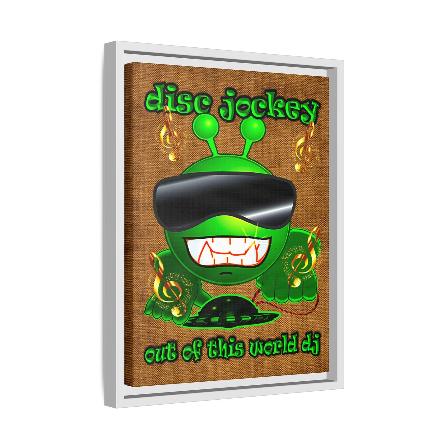 disc jockey - framed canvas art (brown papyrus)