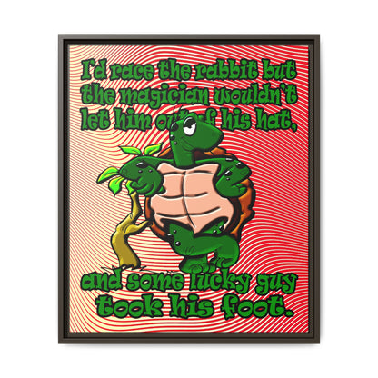 turtle race - framed canvas art (yellow-orange wave)