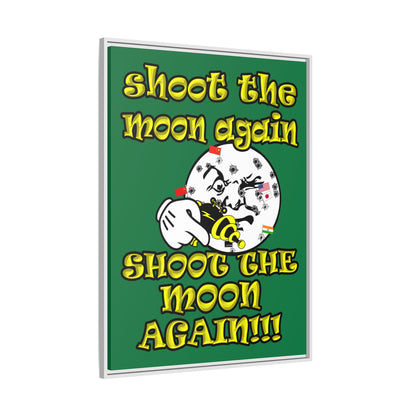 shoot the moon again - framed canvas art (dark green)