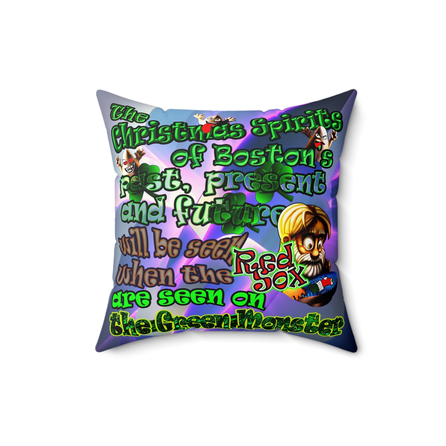 christmas spirits of boston - Faux Suede Square Pillow - (grey-pink wave)