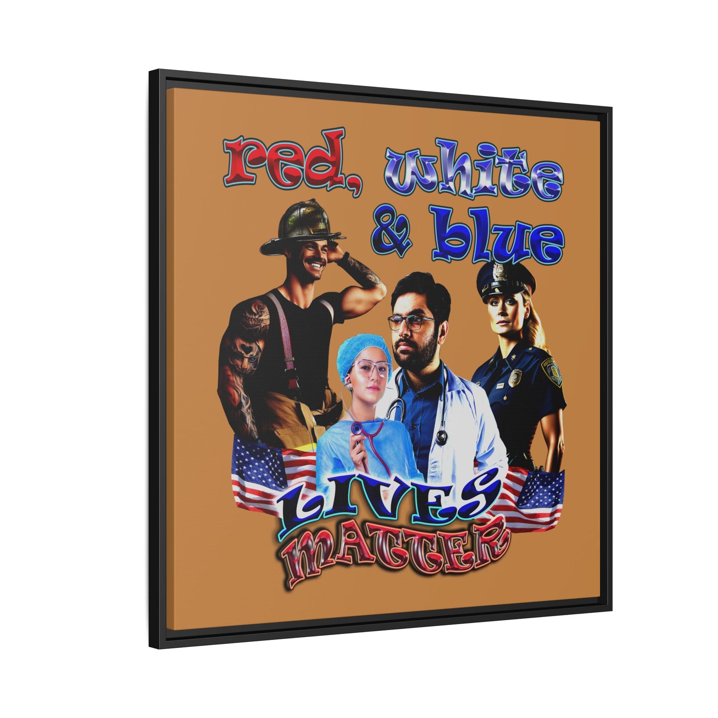 rw&b lives matter - framed canvas art (light brown)