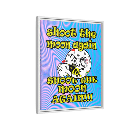 shoot the moon again - framed canvas art (light blue-purple wave)