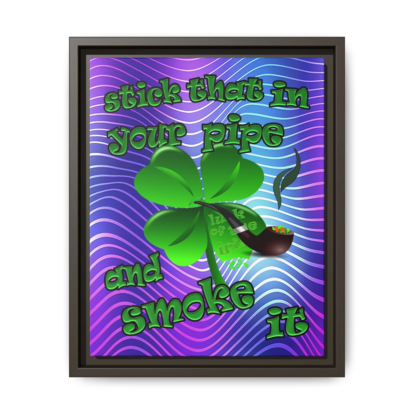 stick that in your pipe and smoke it - framed canvas art (purple wave)