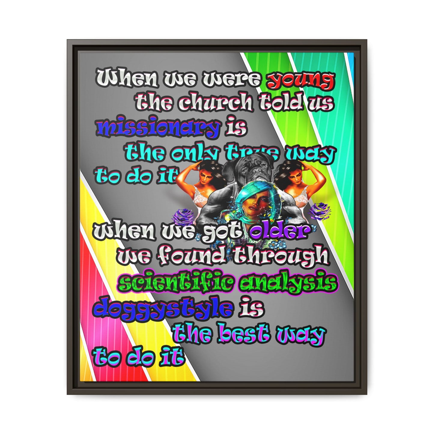 doggystyle - framed canvas art (rainbow split)