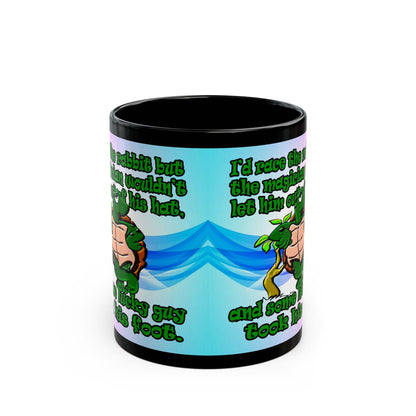 turtle race - Black Mug (light blue-pink wave)