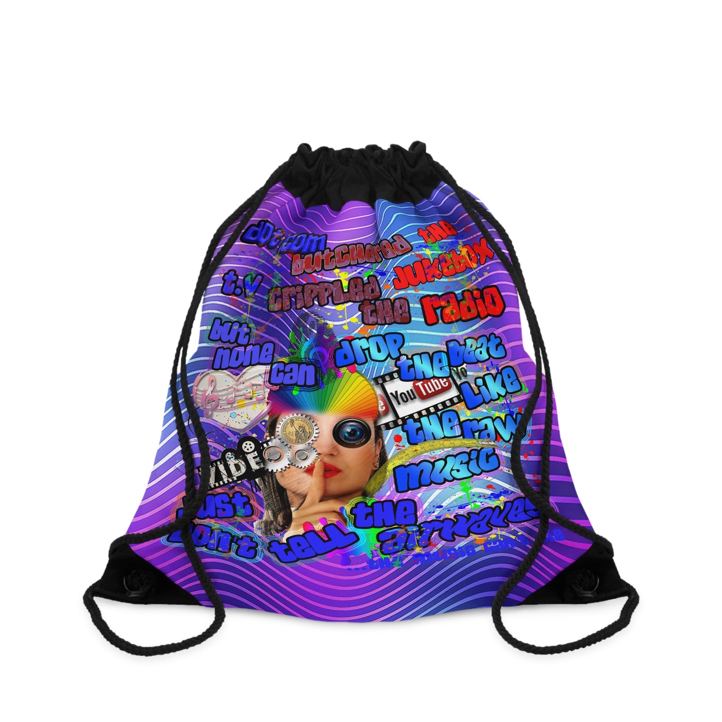 drop the beat - Drawstring Bag (purple wave)