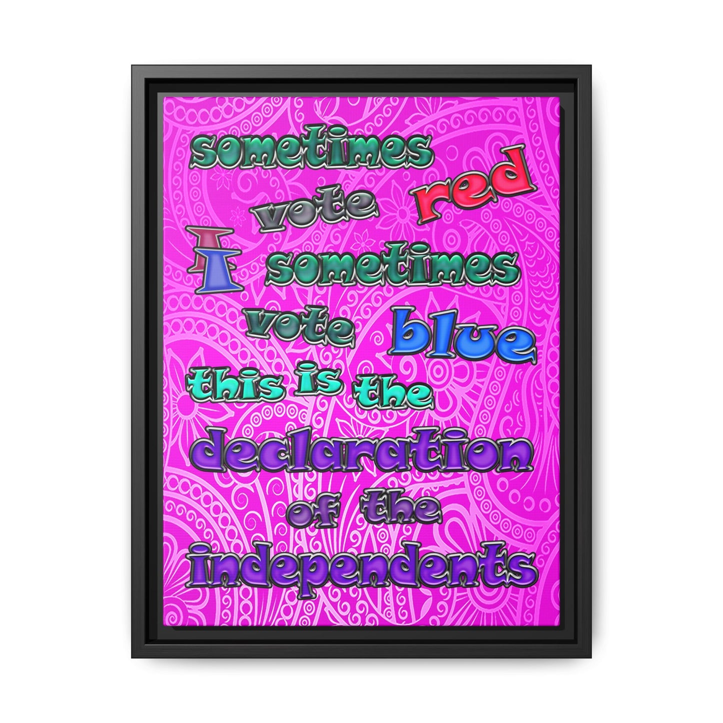 declaration of the independents - framed canvas art (pink swirl)