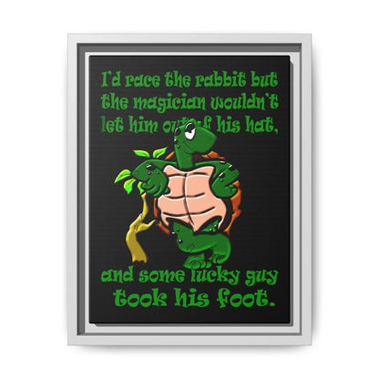 turtle race - framed canvas art (black)
