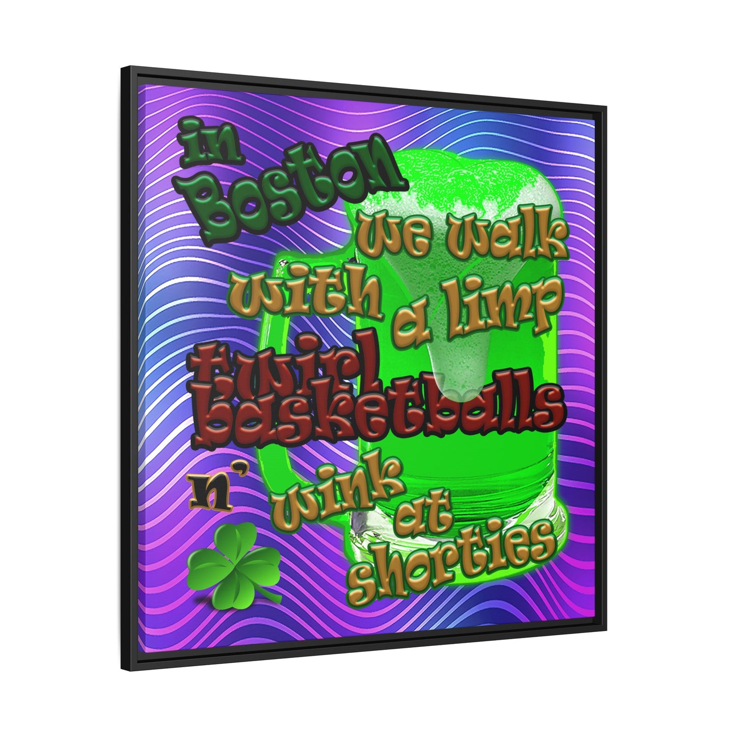 celtics logo - framed canvas art (purple wave)