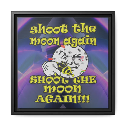 shoot the moon again - framed canvas art (grey-pink wave)