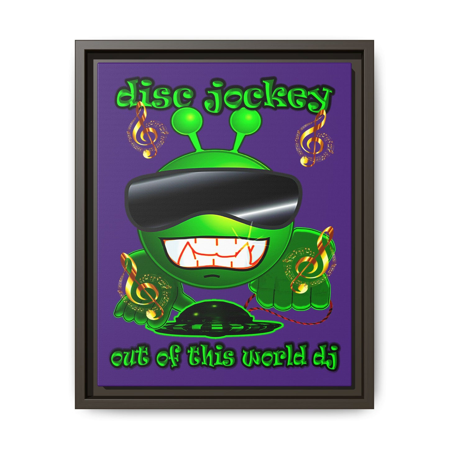 disc jockey - framed canvas art (purple)