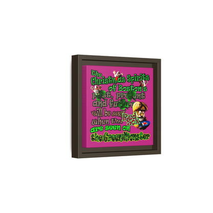 christmas spirits of boston - framed canvas art (pink)