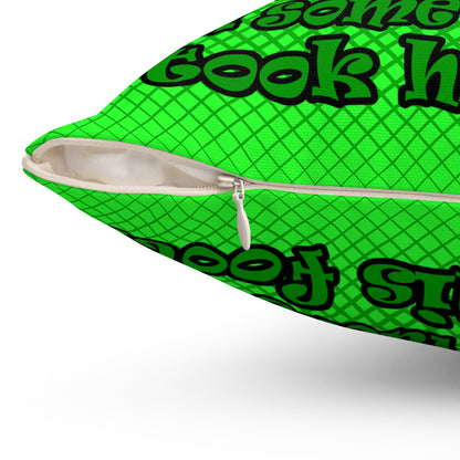 turtle race - Spun Polyester Square Pillow - (logo green)