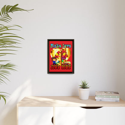 love peace - framed canvas art (red)