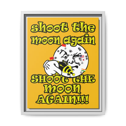 shoot the moon again - framed canvas art (yellow)
