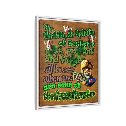 christmas spirits of boston - framed canvas art (brown papyrus)