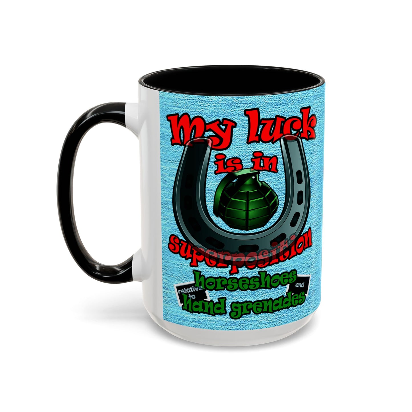 my luck - Accent Mug (faded dark blue)