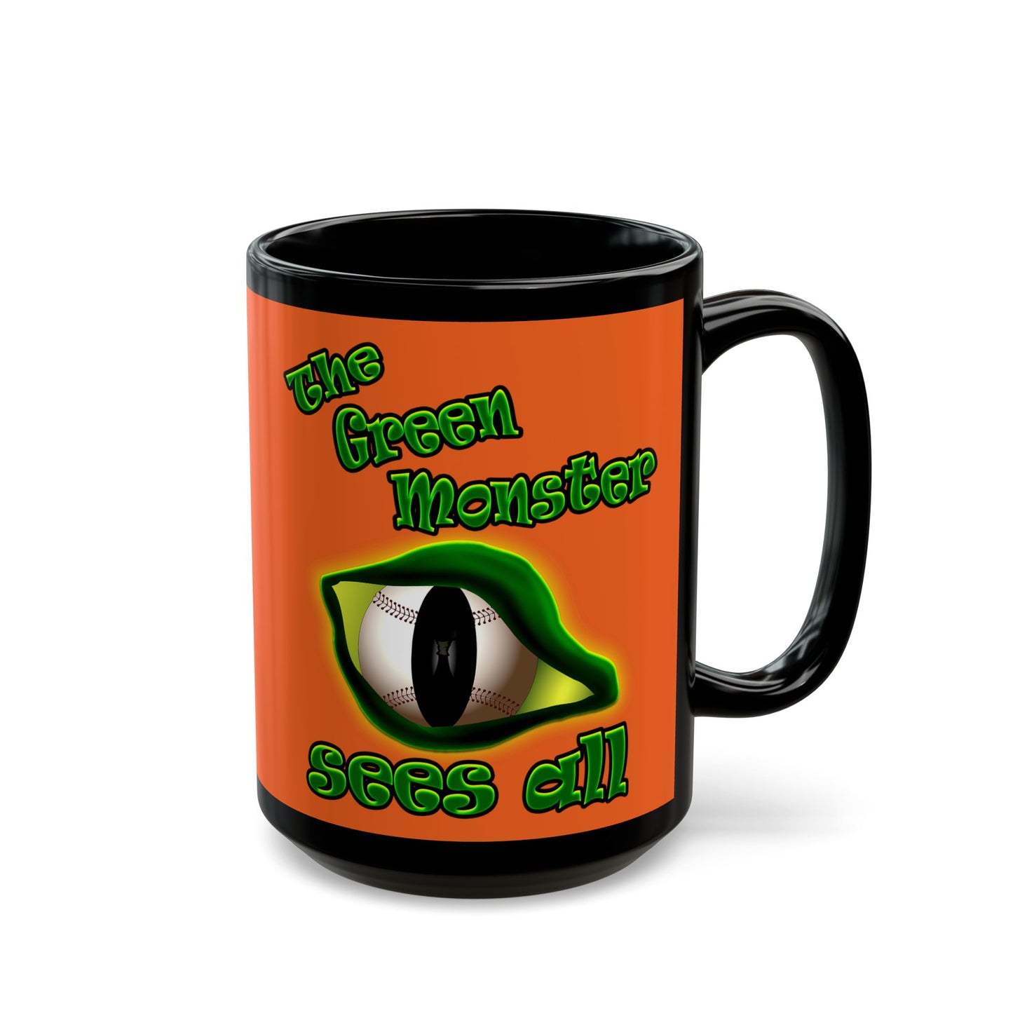 green monster - Black Mug (orange)