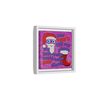 santa's shoes - framed canvas art (pink swirl)